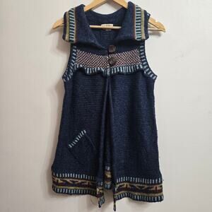 Royal Robbins Womens Eclectic Cottage Boho Indie Knitted Long Line Vest Size M